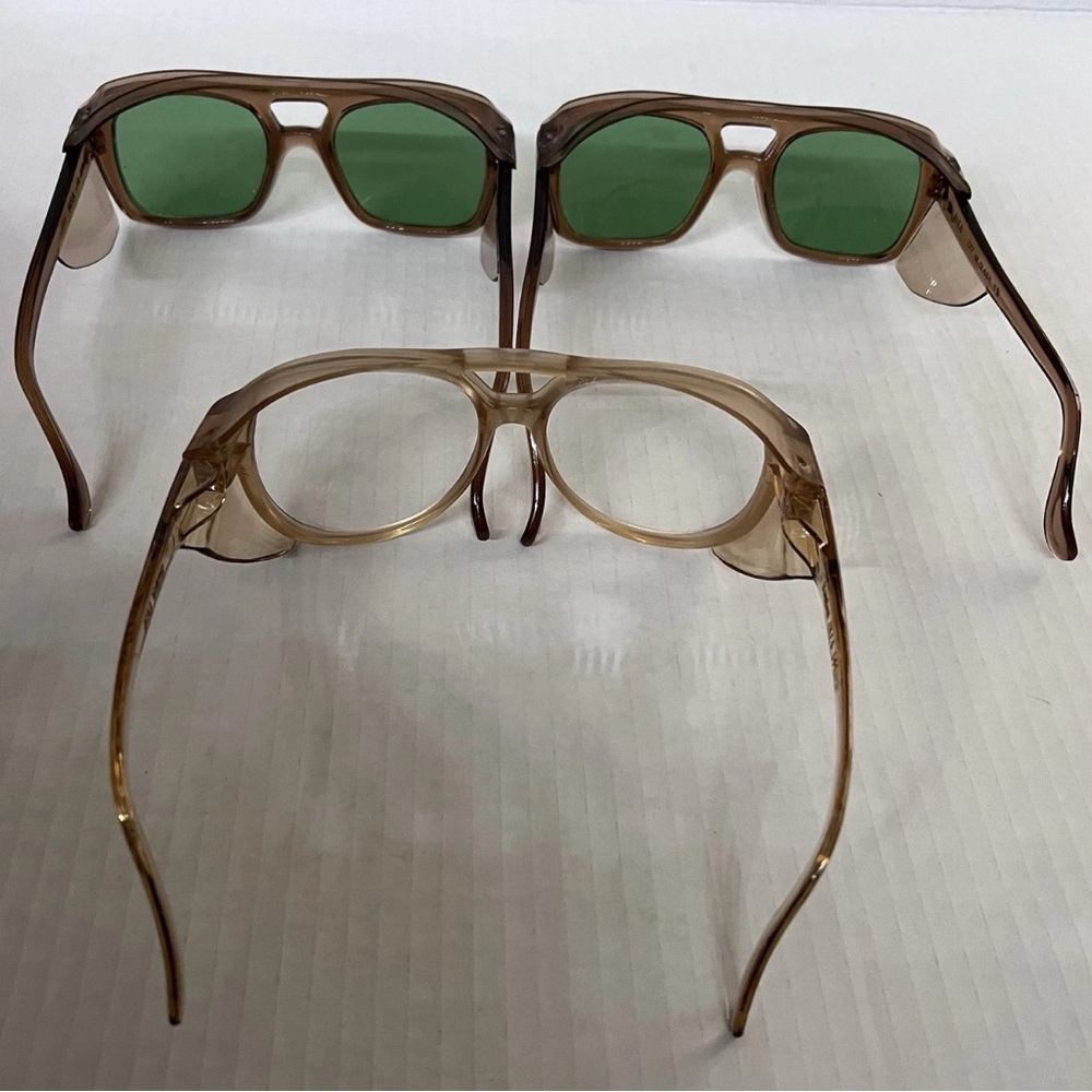 Set Of 3 Bouton Safety Spectacles Glasses 2x Green Lens and 1x Clear Lens - Picture 7 of 9